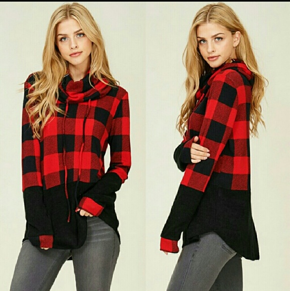 Tops - Last one!!!! New cowl neck plaid top